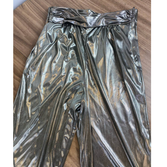 Vintage PG Collections Ginger Bort Silver Llamé High Waist Pants Size 10 MINT - Picture 6 of 10